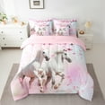 thumbnail image 2 of jejeloiu White Horse 7-Piece Queen Bedding Set,Western Cowgirl Pink Berry,Microfiber Reversible Decor For Kids, 2 of 8
