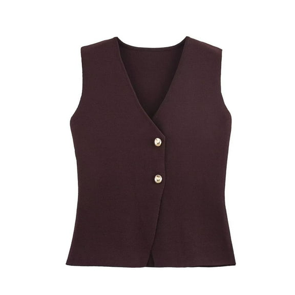 Womens Solid Color V-Neck Vest Top Sleeveless Button Down Knitting Cotton Going Out Crop Tops