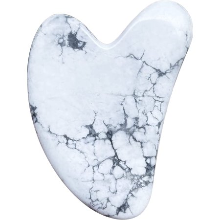 Crystal Gua Sha Scraping Board Massage Tool for SPA Acupuncture Therapy Acupoint Trigger Point Treatment Whole Body Skin Heart Shaped, White Howlite Turquoise