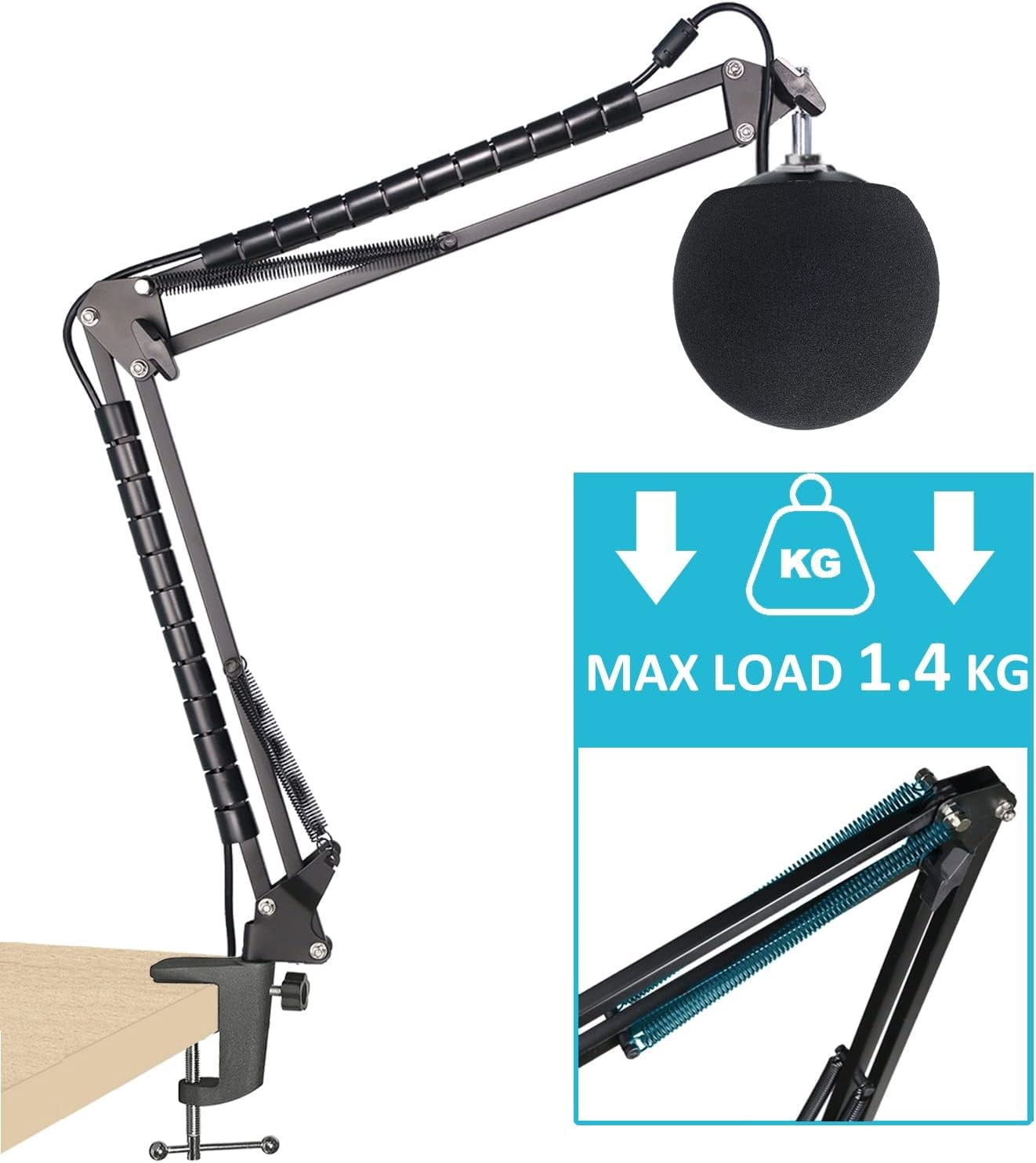 Snowball Ice Mic Boom Arm Stand with Pop Filter, Compatible with Blue Snowball I