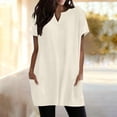 thumbnail image 4 of QASIEATN Women's Casual V Neck Short Sleeve Dress Loose Fit T Shirt Dress with Pockets Shirts for Women, 4 of 9