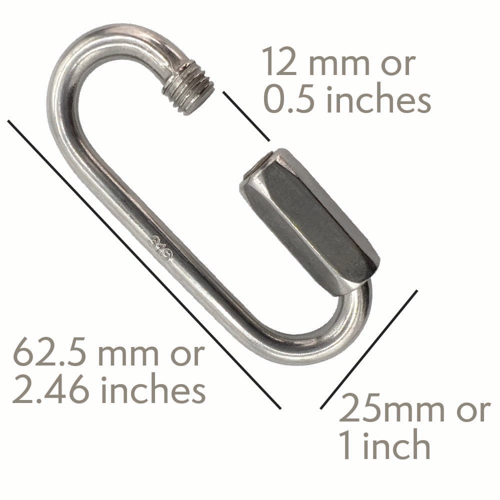 7006 Pk9 Stainless Steel 2.5 Inch Large Toy Quick Link M&M Bird Toys - Wide Mouth Large 316 Grade