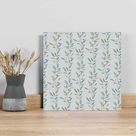 Blue Green Leaves, Wall Art Painting on Canvas, Botanical Watercolor Plant Canvas Art Home Prints Wall Art Framed Modern Artwork for Living Room Bedroom Wall Decor 8x8in