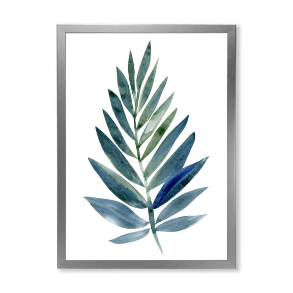 Designart 'Tropical Green Leaf On White' Farmhouse Framed Art Print