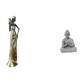thumbnail image 1 of Figura de mujer africana, estatua de resina, mono, Buda, escultura en miniatura, hecha a mano, decoración ideal para meditación, hogar u oficina. 33 c, 1 of 8
