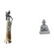 thumbnail image 1 of Figura escultórica de una mujer africana tribal con un Buda mono. Figura ligera de mujer africana y estatua para hotel, hogar, patio o jardín., 1 of 8