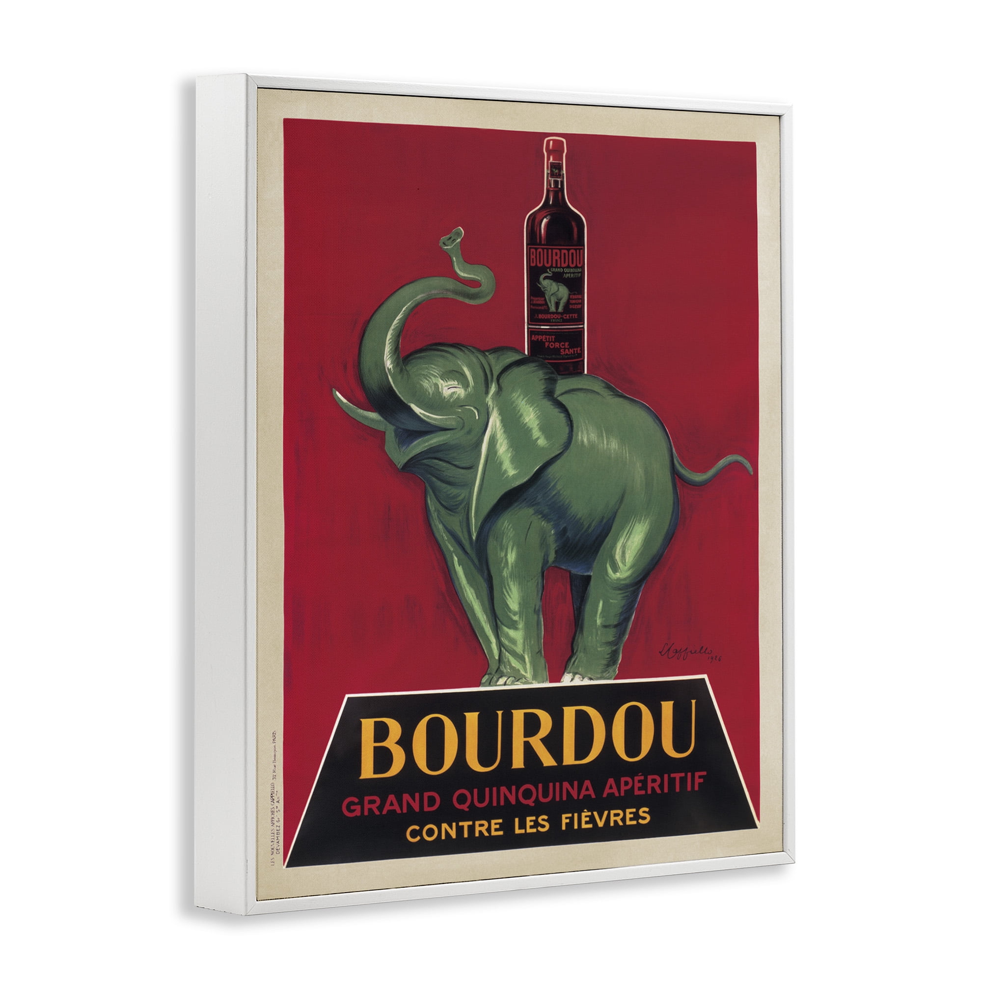 Stupell Industries Bourdou Vintage Elephant Advertisement Food & Beverage Painting White Framed Art Print Wall Art, 16 x 20