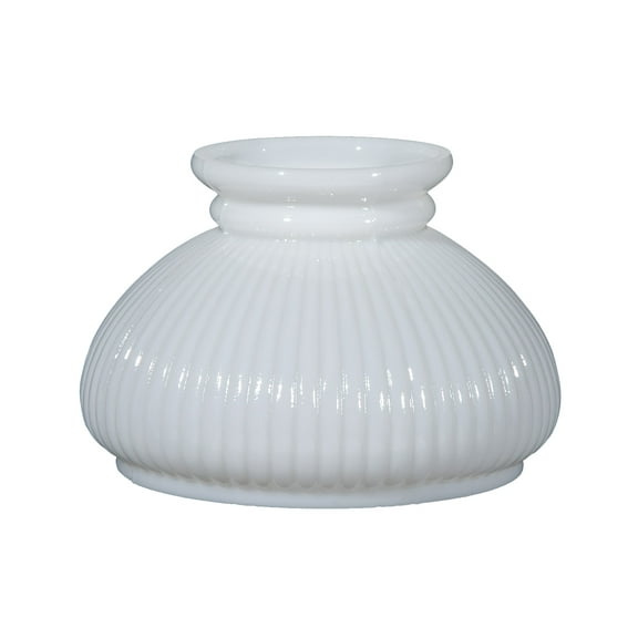 B&P Lamp® 7Inch Student Shade with Ribbed Design and White over Opal White Cased Glass for Vintage and Antique Style Table Lamps and Sconces