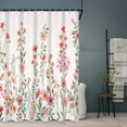 thumbnail image 3 of SUNOLIFE Pink Floral Shower Curtain Spring Flowers Plants Waterproof Fabric Bathroom Curtain 72x72 in, 3 of 7