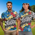 thumbnail image 2 of Aplkyhs Hawaiian Floral Matching Golf Shirts for Couple Quarter Zip His and Hers Golf Shirts Matching Quick Dry Golf Shirts for Men 4-Way Stretch Keep Cool in Hot Weather Fit Plain, 2 of 6