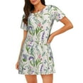 thumbnail image 1 of Fotbe Wisteria Flower Bata de Dormir para Mujer con Estampado, Camisón de Algodón de Manga Corta, Ropa de Dormir Casual, 1 of 6