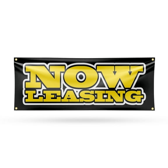 Now Leasing Banner Sign 18 Inch x 48 Inch | 13 oz Vinyl with Metal Grommets | Heavy-Duty Single-Sided Outdoor Durable Printed High-Quality Weatherproof | Made in the USA