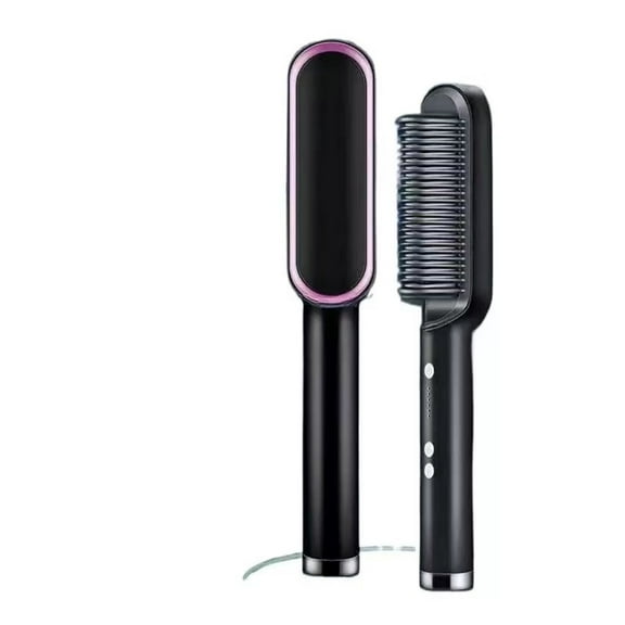 CNV Multifunctional Hair Straightener Brush Heating Curler Straightener Comb Styler Hair Straightening Iron Beard Straightener (Color : Black)