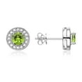 thumbnail image 3 of RYLOS Halo Designer Matching Set Sterling Silver: Ring, Earring & Pendant Necklace. Gemstone & Diamonds, 4MM Peridot August Birthstone; Size 5, 3 of 7