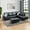 Right Black, variant on Modern Sectional Sofa Couch, 4-Seaters Leather Sleep Sofa with Right Chaise Lounge , Ottoman Furniture Sets for Living Room