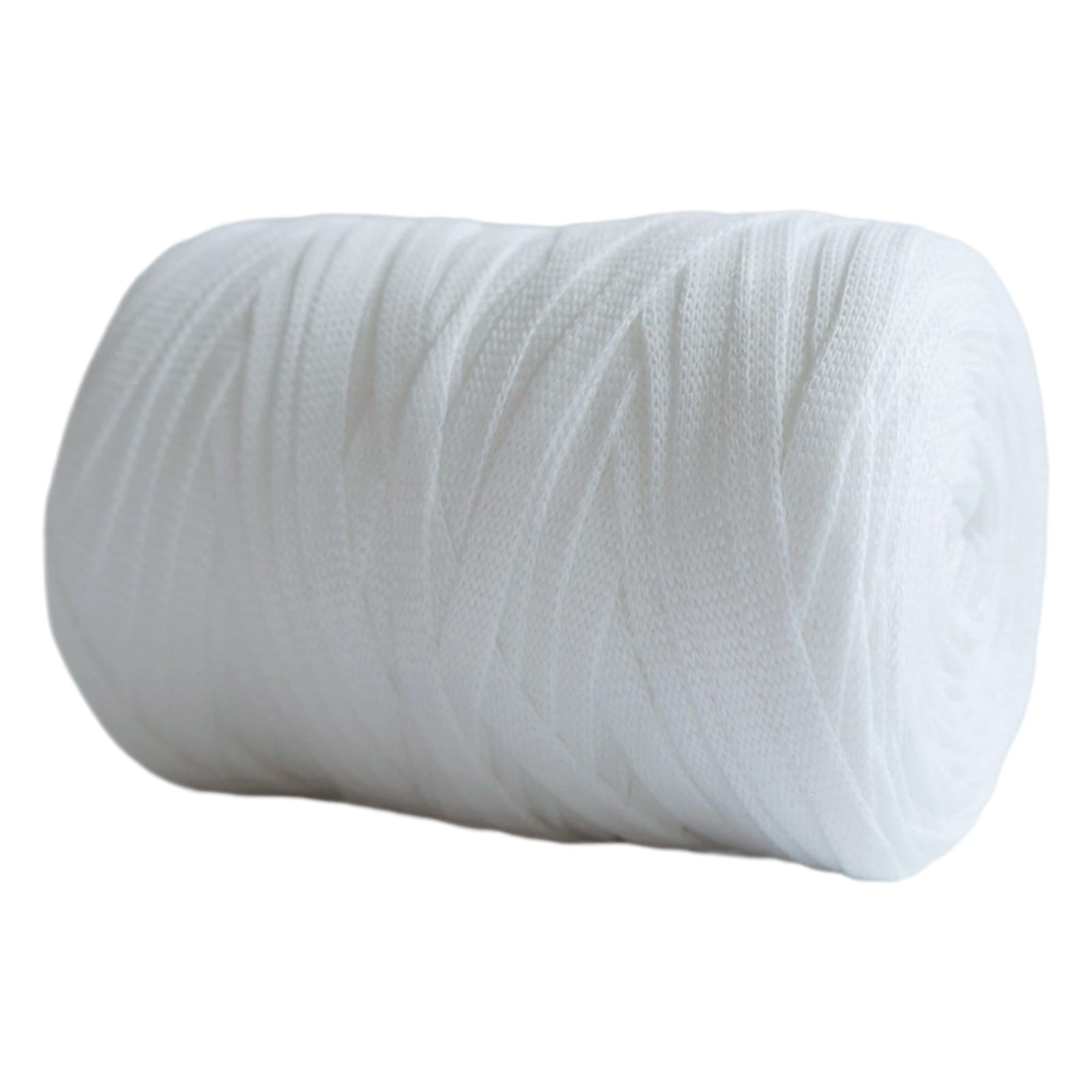 Knitting Yarn Spaghetti Yarn Blanket Cushion, Crocheting Chunky Yarn, Fabric Cloth Yarn for Rugs Bags, Cushion Throw Blanket White