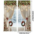 thumbnail image 3 of Upgraded Christmas Rod-Through Champagne Tied Christmas Ball Wreath Outdoor Printed Decorative Curtains K, 3 of 4