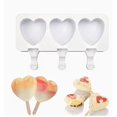 thumbnail image 4 of Molde de paletas de silicona con forma de corazón de 3 cavidades for postres de verano, perfecto for helados, golosinas cubiertas de chocolate y cubitos de hielo, 4 of 6