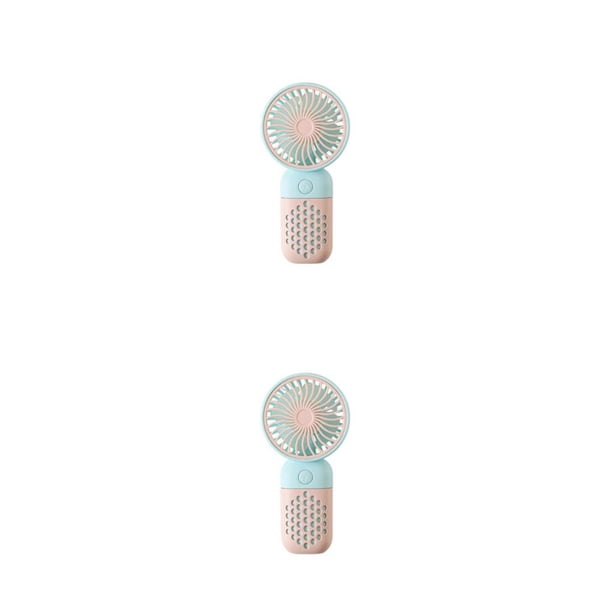Billuyoard Mini ventilador de mano con asa, ventiladores recargables por USB, herramienta de refrigeración de aire de para estudiantes de escuela Rosa 2Conjunto