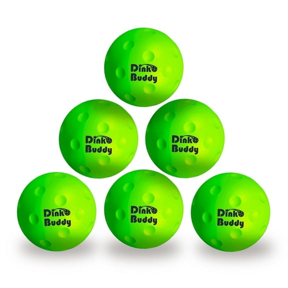 Dink Buddy - Standard Kelso Pickleball, PU Foam Pickleball Balls for Reduced Noise, Enhances Hand-Eye Coordination, Indoor & Outdoor Use, 6-Pack 74-mm Lime Green Balls