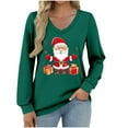 thumbnail image 2 of Fall Tops for Women Long Sleeve V Neck Christmas Tees Holiday Party Ready Loose Fit Seasonal Print Comfort Wear Casual Outfits, 2 of 6