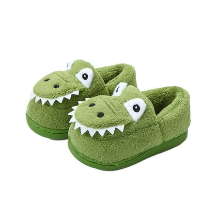 

FRSASU Kids Shoes Clearance Winter Warm Home Cotton Slippers Pattern Indoor Baby Soft Sole Flat Bottom Slip On Shoes Green 11 M(180)