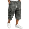 thumbnail image 2 of Hearthz Men’s Cargo Shorts Wide Leg Men's Capri Pants Basketball Running Workout Casual 3/4 Capri Shorts Gingham Plaid Men's Cargo Pants, 2 of 7