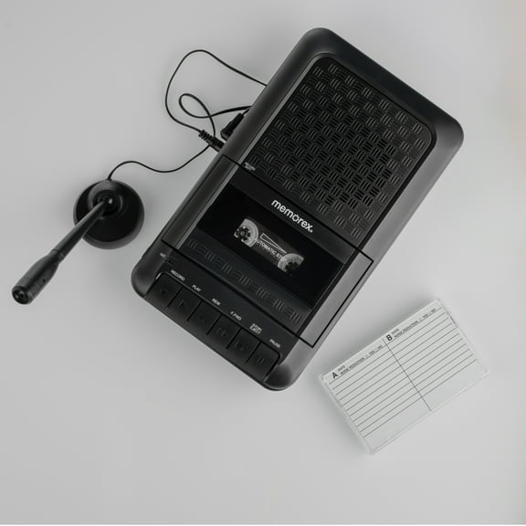 Memorex MX-CR90 Retro Cassette Player/Recorder | One-Touch Recording, Fast Forward/Rewind, Microphone Jack, Headphone Jack | Portable with Carry Handle and AC Adapter | Classic Cassette Tape Recorder