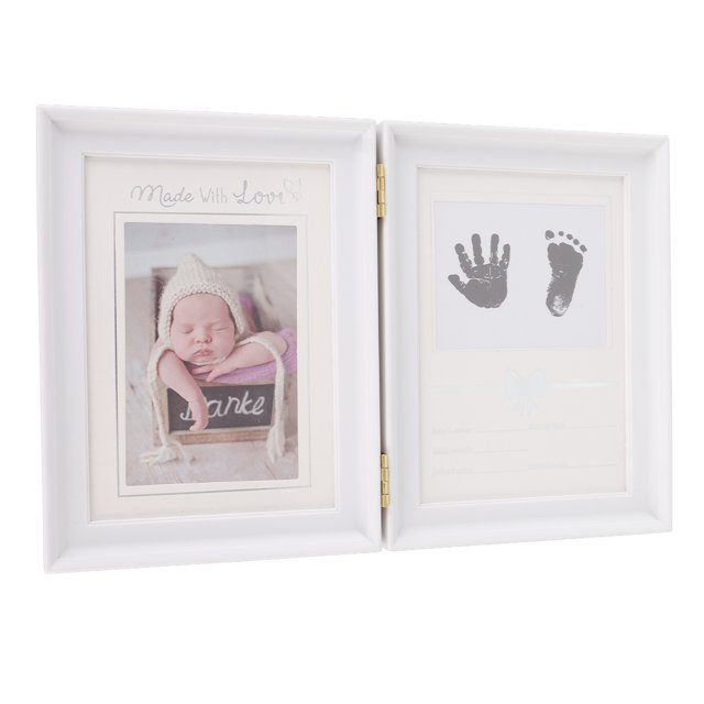 YUMILI Baby Handprint Footprint Kit Plastic and Density Board Rustic Attractive Decorative Newborn Print Frames