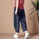 thumbnail image 5 of Pantalones anchos de lino y algodón pequeños para mujer, pantalones casuales de lino de nueve puntos que combinan con todo, sueltos y de talla grande para uso exterior, 5 of 6