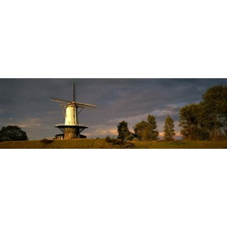 Windmill Veere Nordbeveland The Netherlands Canvas Art - Panoramic Images (18 x