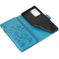 thumbnail image 6 of Wallet Case for Samsung Galaxy Note 20 Ultra, Premium PU Leather Magnetic Closure Flower Pattern Handbag Zipper Pocket Case Kickstand Card Holder Slots Shockproof Flip Cover - Blue, 6 of 16