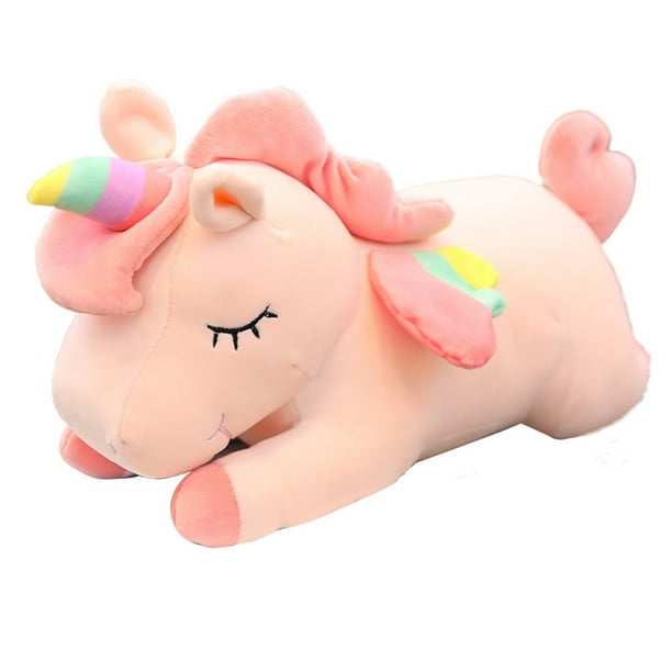 Peluche con forma de caballo unicornio rosa de 40 cm en algodón y felpa