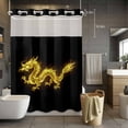 thumbnail image 3 of Dragons Flames No Hook Shower Curtain with Snap in Liner Yellow Dragons Abstract Art Black Background Waterproof Bathroom Shower Curtain with See Through Top Window for Bathtub 60" x 72", 3 of 9