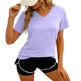 thumbnail image 3 of vdgthytj Workout Tops for Women Short Sleeve Quick Dry V-Neck T Shirt Loose Fitted Lightweight Summer Gym Athletic Basic Tops, 3 of 6