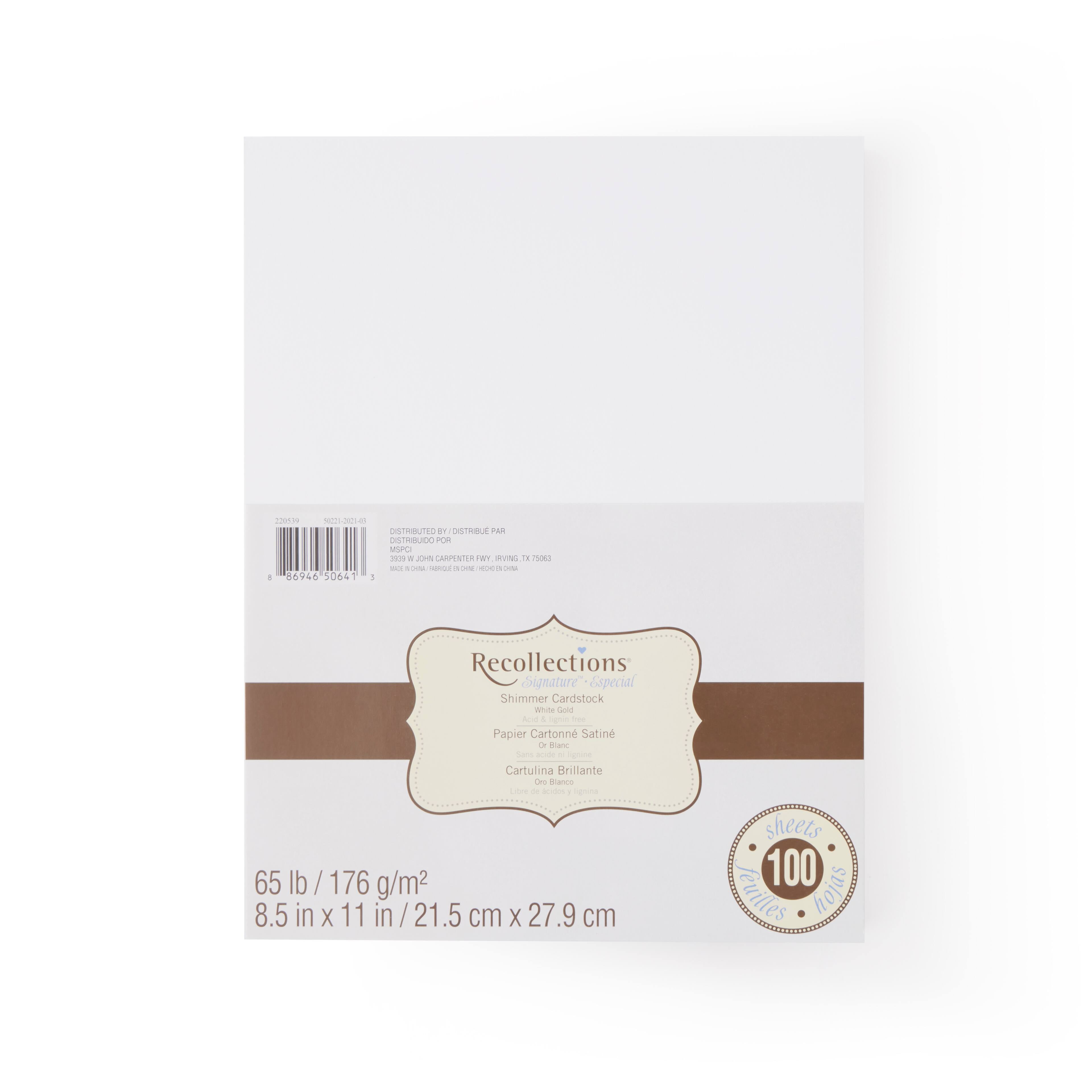 RECOLLECTIONS CARDSTOCK Paper 8 1/2 x 11 100 Sheets 110 lb