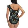 thumbnail image 6 of Yiaed Faces Of The Cat Print Women One Piece Swimsuits Tummy Control One Shoulder Bathing Suits Pattern Ruffle Swimwear-Medium, 6 of 8