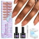 thumbnail image 1 of Almond nail tips - brown soft gel nail kit with 150 pieces of medium fake nails, 1 of 5