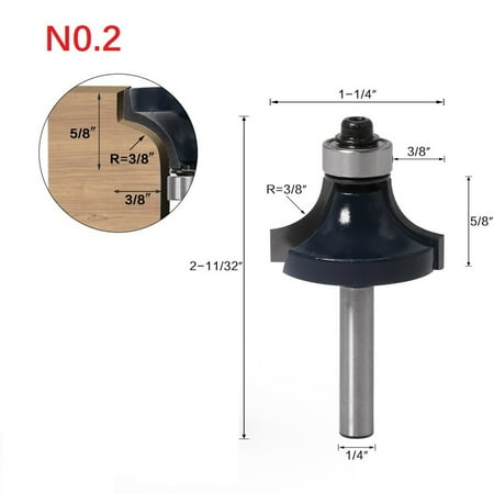 

BCLONG 1/4 Shank Corner Round Over Router Bit with Bearing Milling Cutter for Woodwork