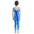 thumbnail image 2 of JanJean Leotard for Girls Gymnastics Metallic One Piece Bodysuit Full Length Unitard Ballet Dancewear Costume Light Blue 7-8, 2 of 7