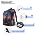 thumbnail image 3 of Bingfone Starry Sky Meditating Fox Print Canvas College Laptop Backpack, Large Capacity Lightweight College Bookbag Casual Daypack-Small, 3 of 5