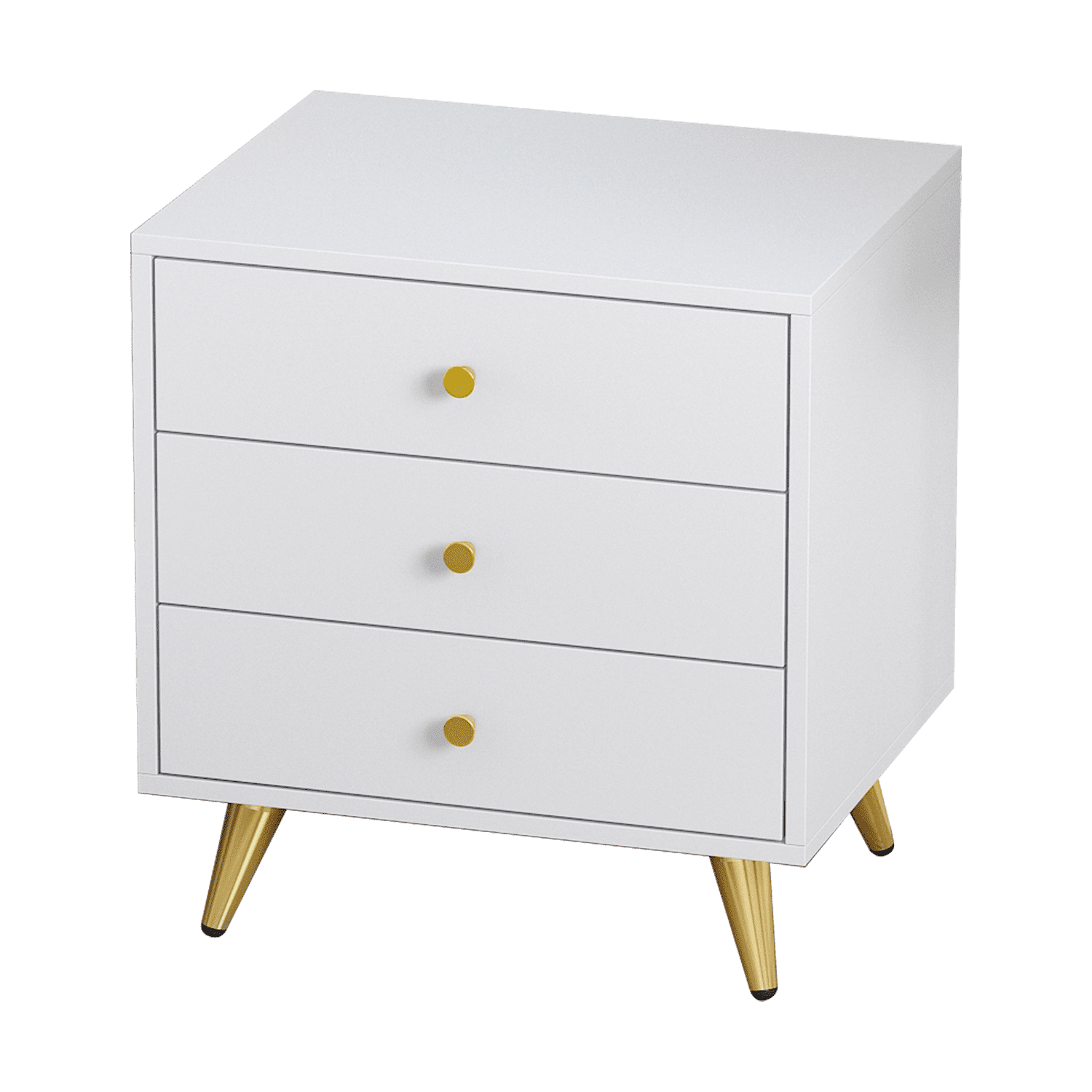 Nightstand with 3 Drawers for Bedroom Living Room, White