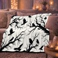 thumbnail image 5 of Large Flying Ravens Between Thick Twisted Branches, Soft Flannel Blanket with Bold ornate dark Silhouettes Print, Housewarming Gift and Home Decor for Bedroom and Living Room, 5 of 7