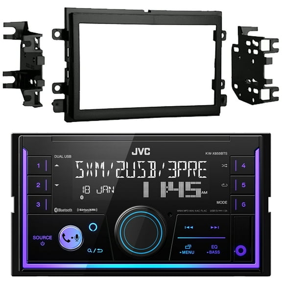JVC KW-X855BTS Double DIN USB/AUX Bluetooth AM/FM Digital Media Receiver with Radio Dash Installation Kit for Select 2004-up Ford Vehicles