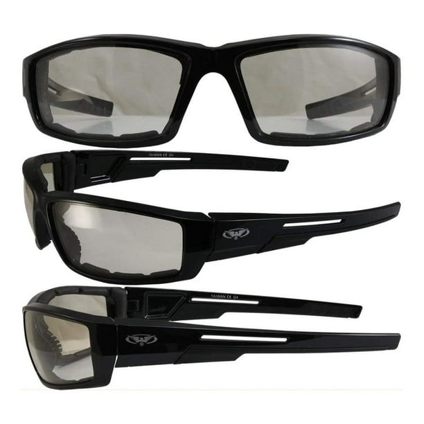Global Vision Gloss Black Sly24 Padded Motorcycle Sunglasses with 24