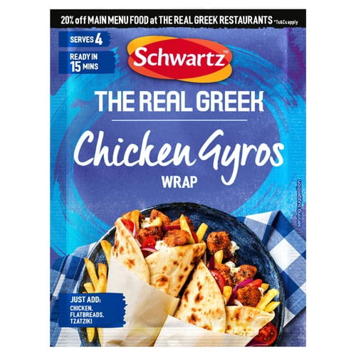 Schwartz x The Real Greek Chicken Gyros Wrap 20g, British Import (Pack of 2)