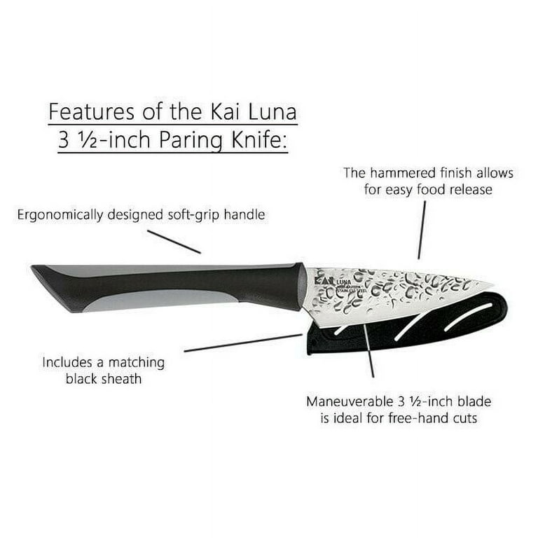 Kai Luna Paring Knife 3.5 w/Sheath and soft-grip handle 