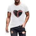 thumbnail image 2 of Afelkas Men's Game Day T-Shirt Baseball Heart Graphic Short Sleeve Tee Sports Fan Top Distressed Stitches Casual Design White,S, 2 of 5