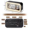 thumbnail image 2 of Reloj despertador digital, reloj LED con espejo de brillo ajustable (negro, 2 of 5