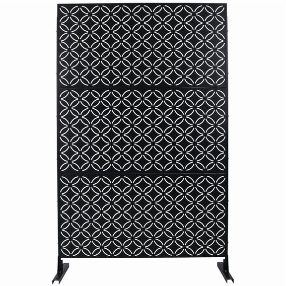 Outdoor & Indoor Privacy Screen Metal Privacy Screen 76" H×48" W, Freestanding Decorative Privacy Screen for Deck Balcony Patio, Privacy Fence Panels for Outside Lawn Garden PS107 BLACK